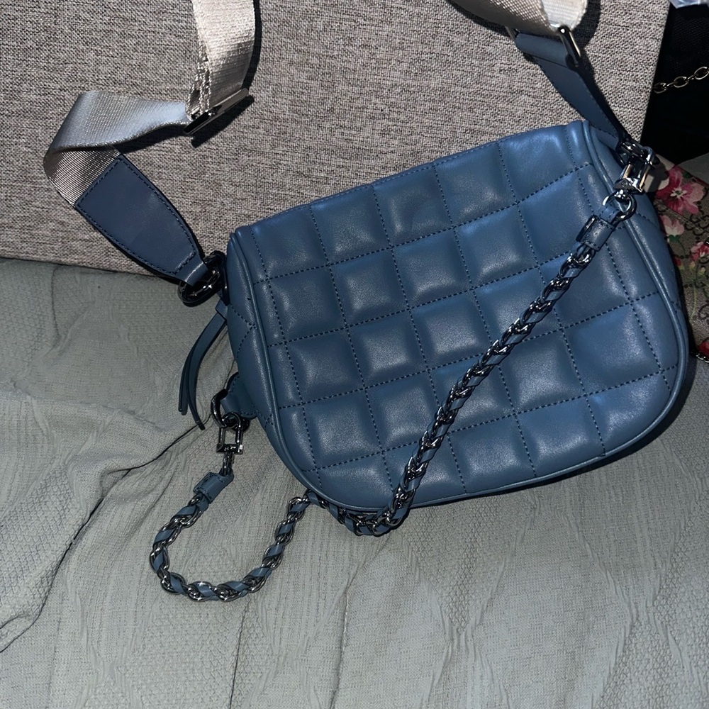 Michael Kors belt bag Bum bag MK Blue Quilted leather Bag Fanny packc crossbody - Picture 8 of 11